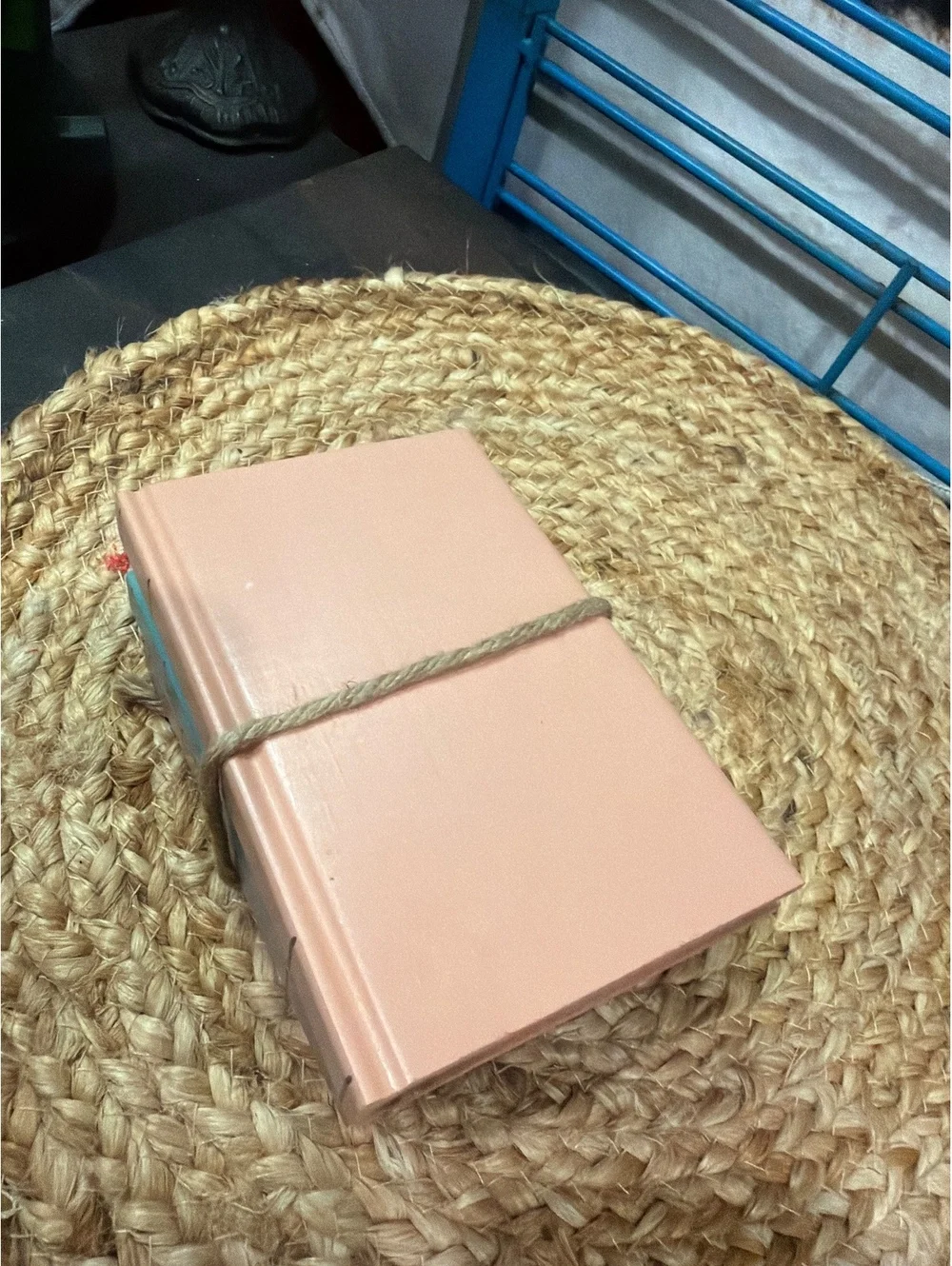 Set of 3 Decorative Wooden Books with Rope Tie in Pastel Colors